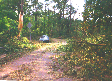 A city street under debris