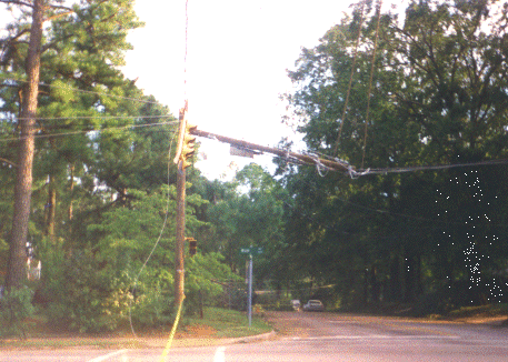 Another view of snapped pole